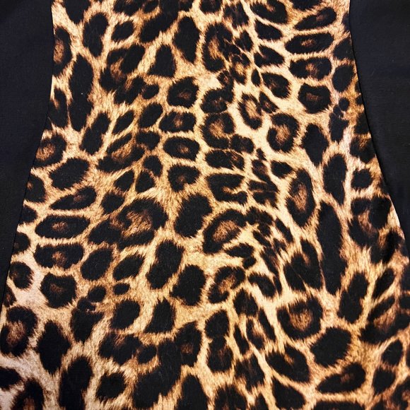 Allison Brittney XL Black & Leopard Print Dress - Picture 3 of 4